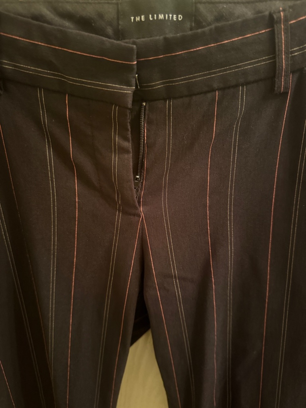 The Limited Black Pants with Hot Pink and White Pinstripes